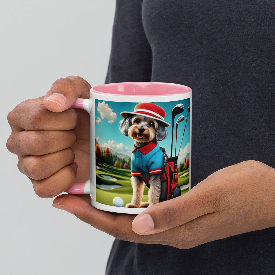 Yorkipoo Golfer- Mug with Color Inside v13