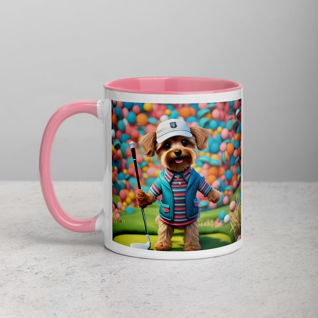 Yorkipoo Golfer- Mug with Color Inside v14