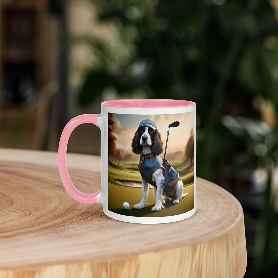 Sprocker Spaniel Golfer- Mug with Color Inside