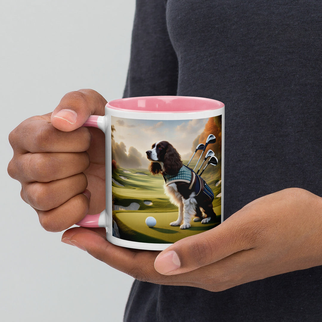 Sprocker Spaniel Golfer- Mug with Color Inside v2