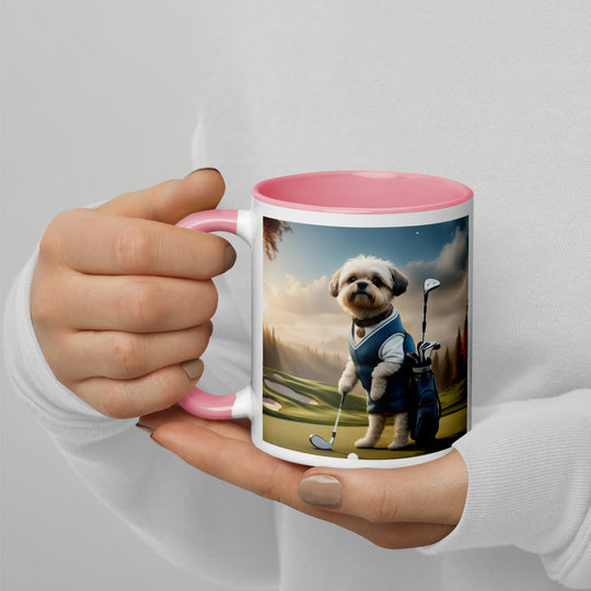 Pugapoo Golfer- Mug with Color Inside v6