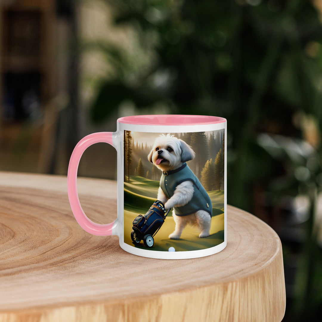 Pugapoo Golfer- Mug with Color Inside v10