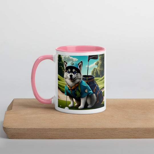 Pomsky Golfer- Mug with Color Inside