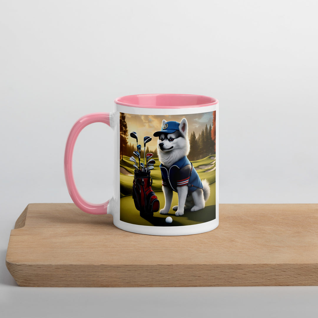 Pomsky Golfer- Mug with Color Inside v4