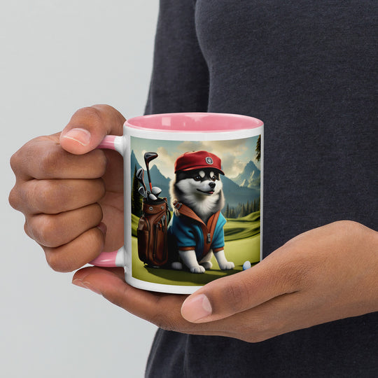 Pomsky Golfer- Mug with Color Inside v7