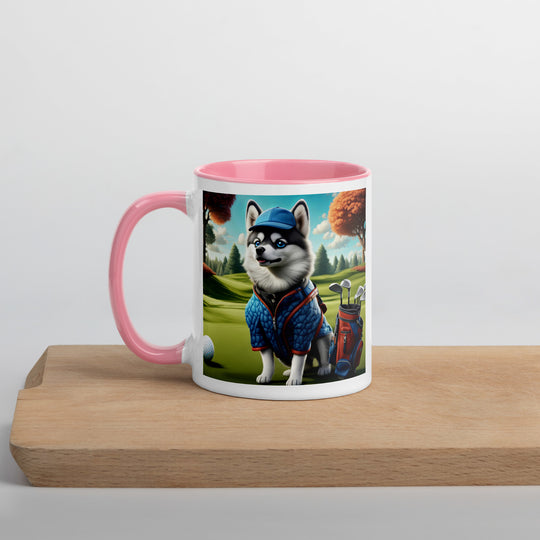 Pomsky Golfer- Mug with Color Inside v5