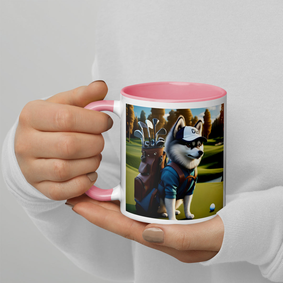 Pomsky Golfer- Mug with Color Inside v10