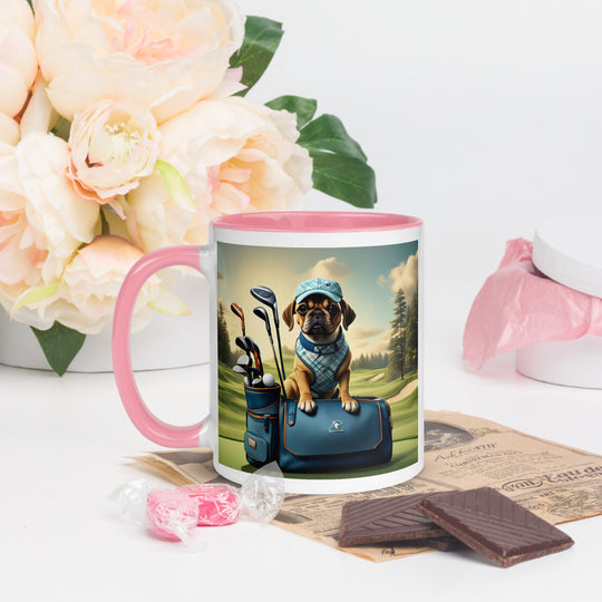 Puggle Golfer- Mug with Color Inside v2