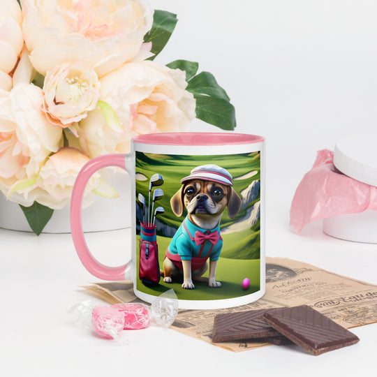 Puggle Golfer- Mug with Color Inside v10