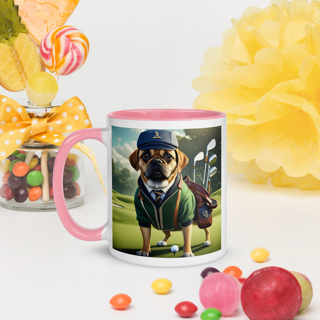 Puggle Golfer- Mug with Color Inside v16