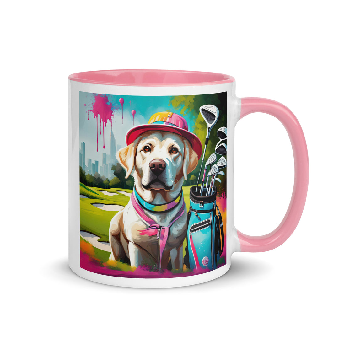 Mug with Color Inside-Labrador Retriever Golfer v9