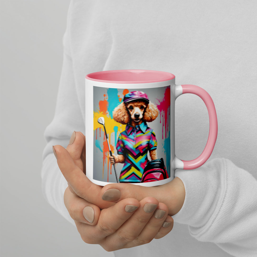 Poodle Golfer- Mug with Color Inside v4