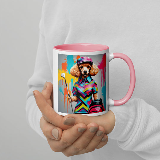 Poodle Golfer- Mug with Color Inside v4