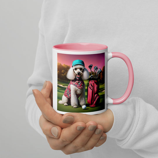 Poodle Golfer- Mug with Color Inside v5
