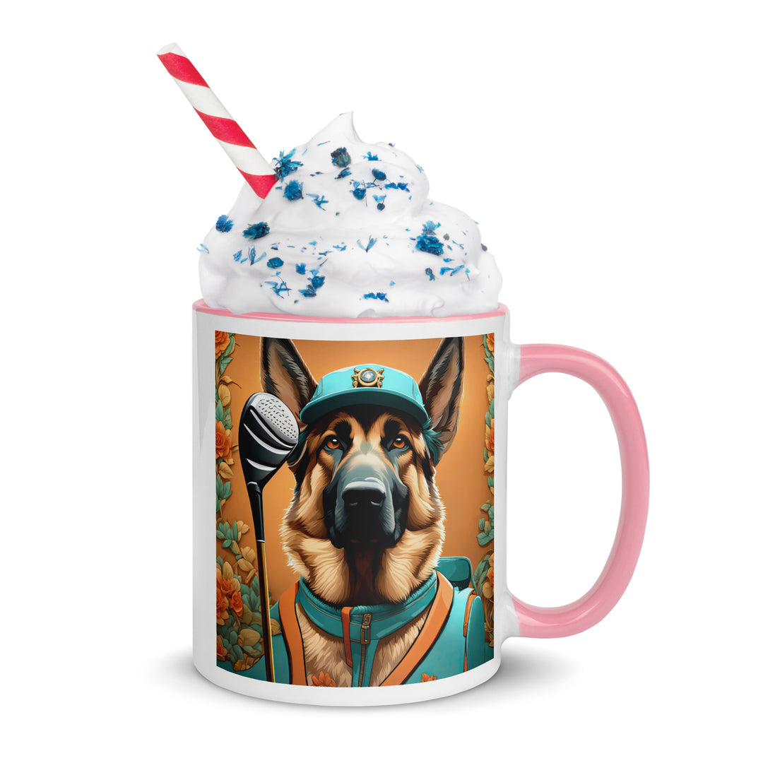 German Shepherd Golfer- Mug with Color Inside V2