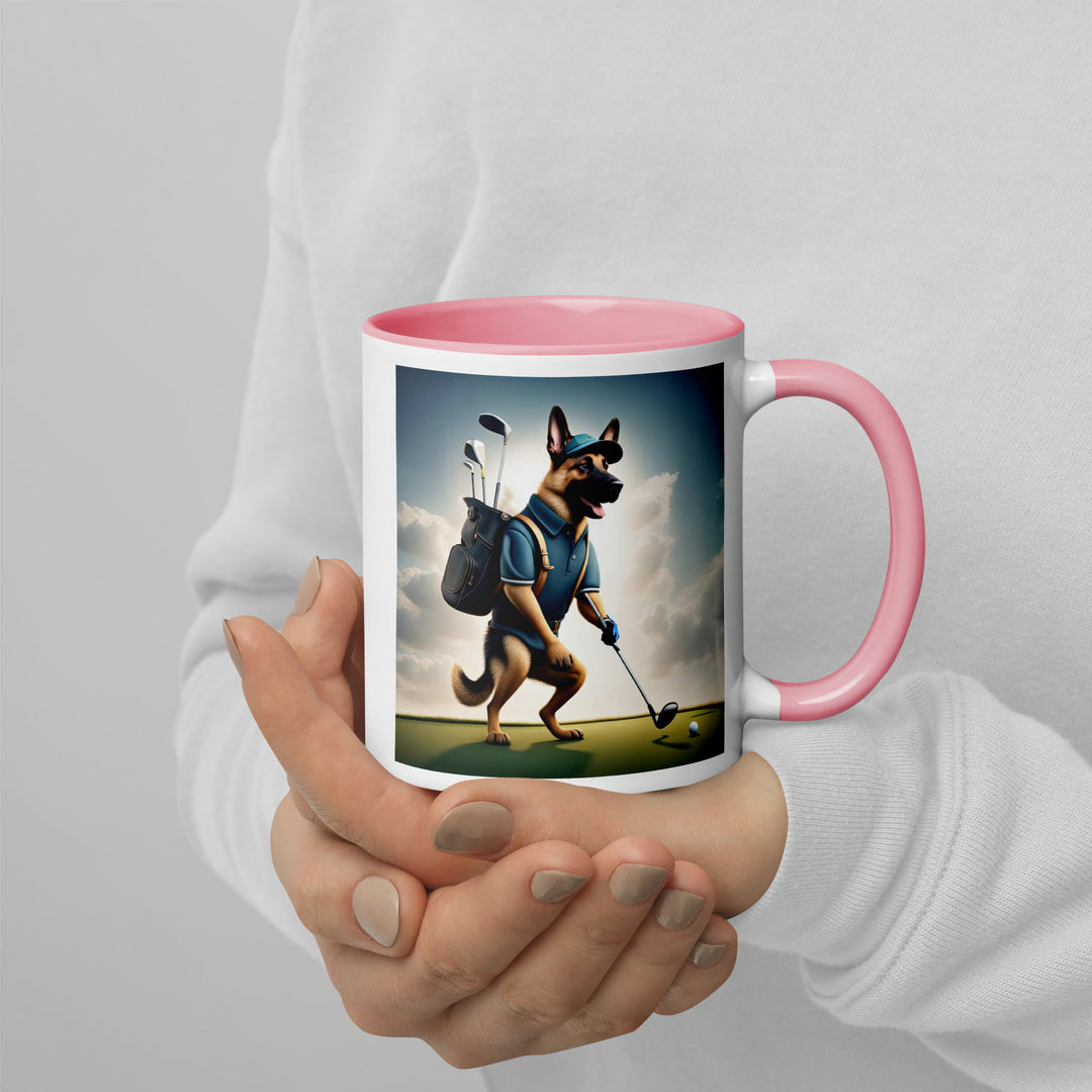 German Shepherd Golfer- Mug with Color Inside V6