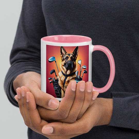 German Shepherd Golfer- Mug with Color Inside V7