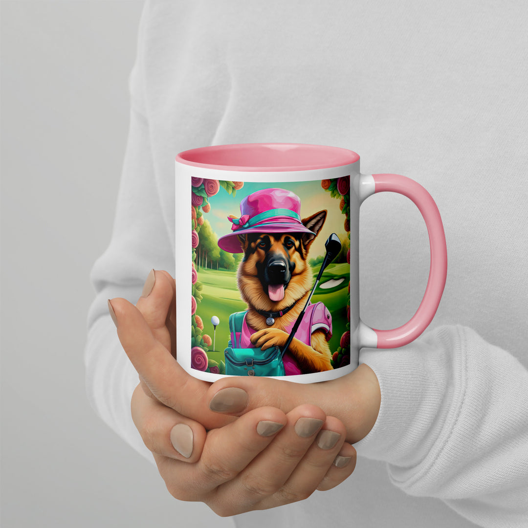 German Shepherd Golfer- Mug with Color Inside V9