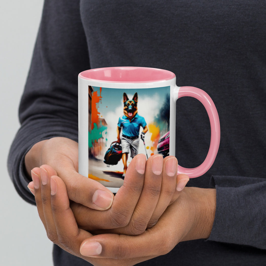 German Shepherd Golfer- Mug with Color Inside V12