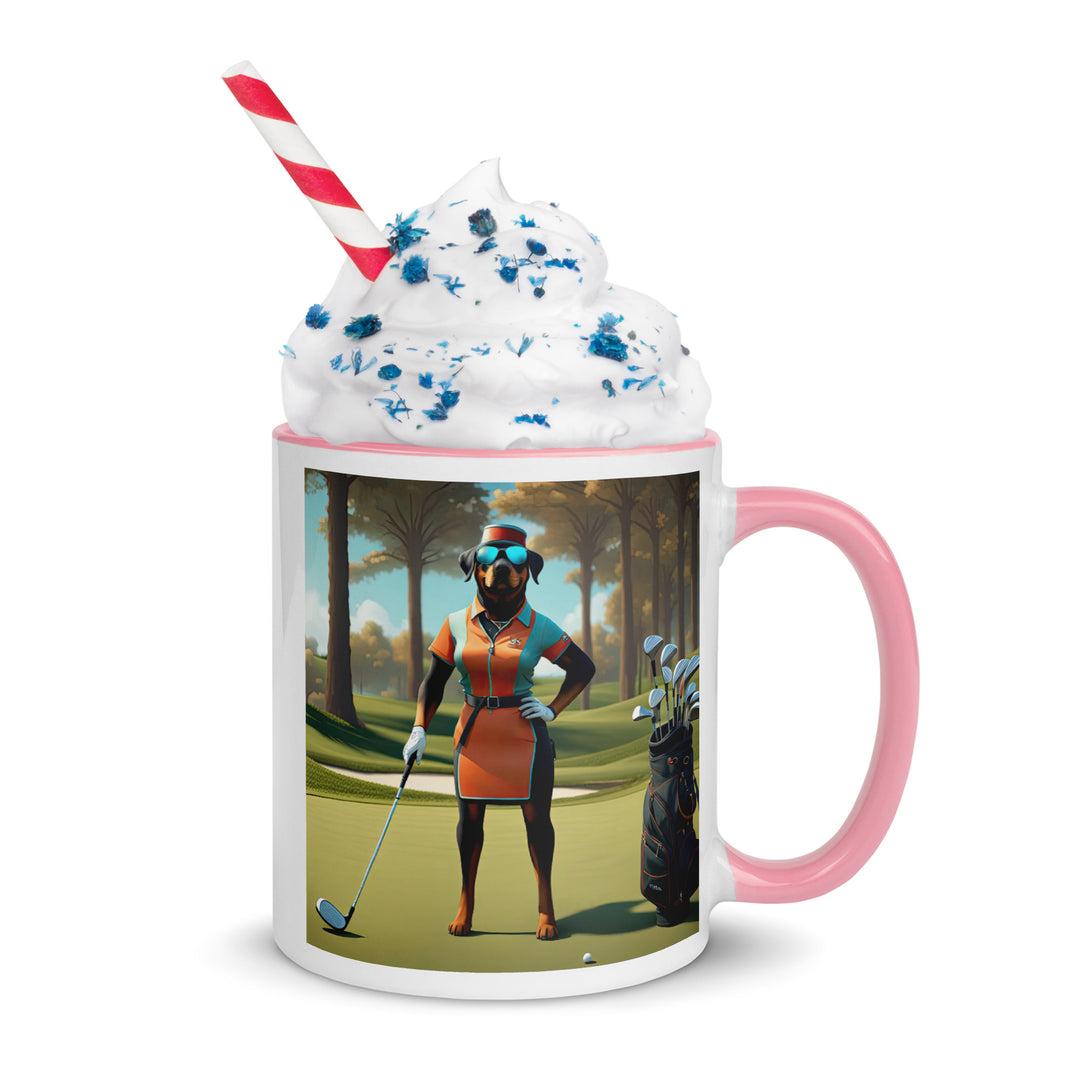 Rottweiler Golfer- Mug with Color Inside v4