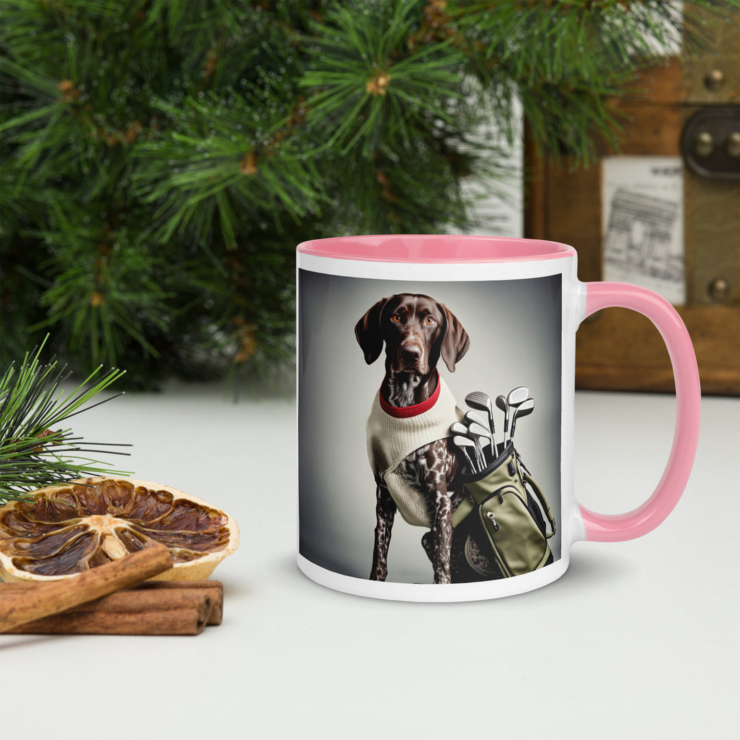 German Shorthaired Pointer Golfer- Mug with Color Inside v4