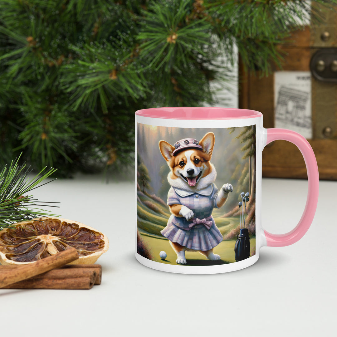 Pembroke Welsh Corgi Golfer- Mug with Color Inside v2