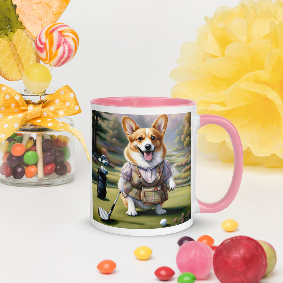 Pembroke Welsh Corgi Golfer- Mug with Color Inside v3