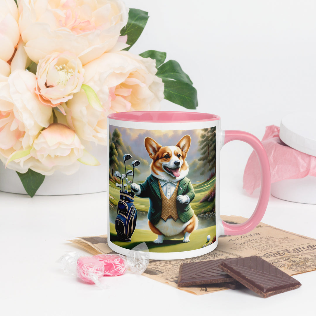 Pembroke Welsh Corgi Golfer- Mug with Color Inside v4