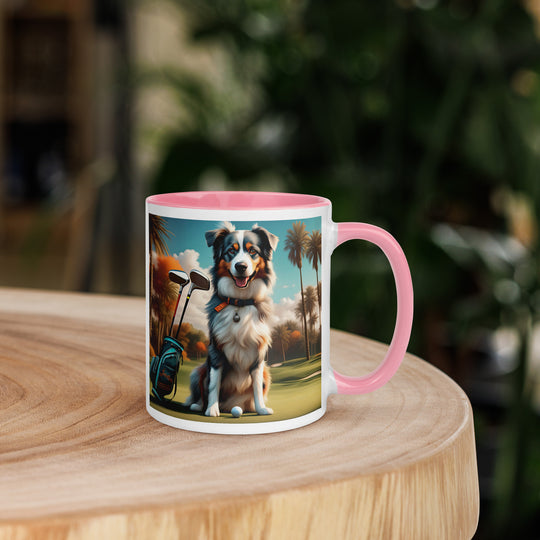 Australian Shepherd Golfer- Mug with Color Inside v2