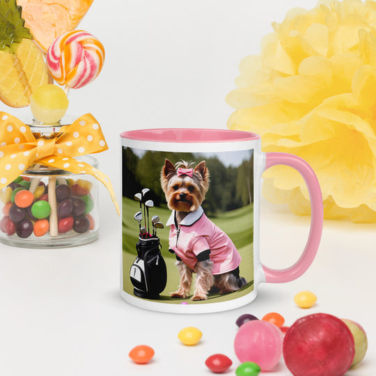 Yorkshire Terrier Golfer- Mug with Color Inside v2