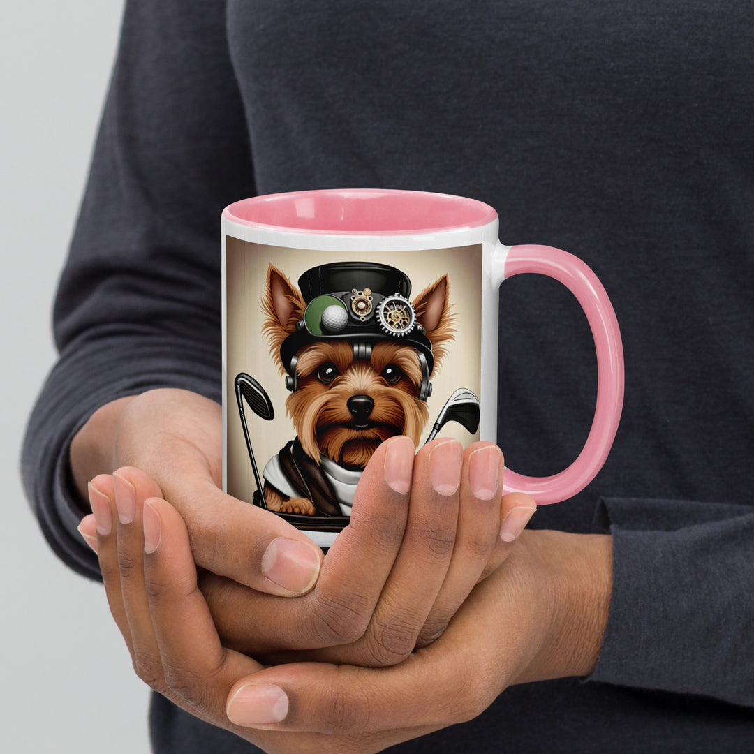 Yorkshire Terrier Golfer- Mug with Color Inside v3