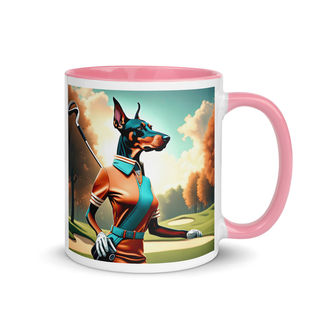 Doberman Pinscher Golfer- Mug with Color Inside