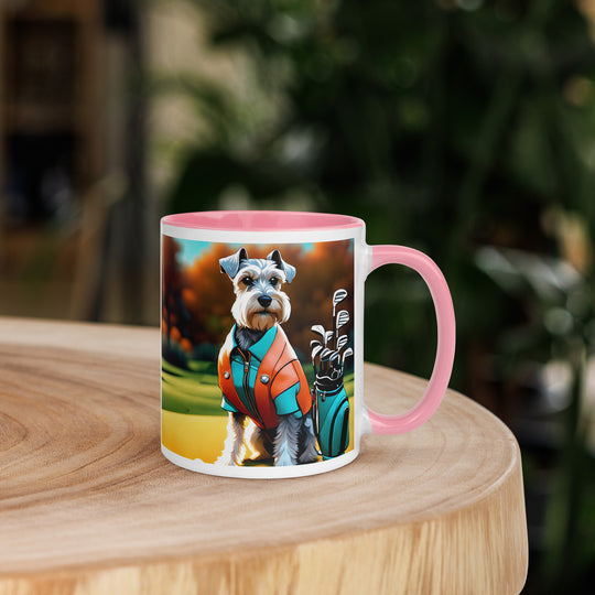 Miniature Schnauzer Golfer- Mug with Color Inside v2