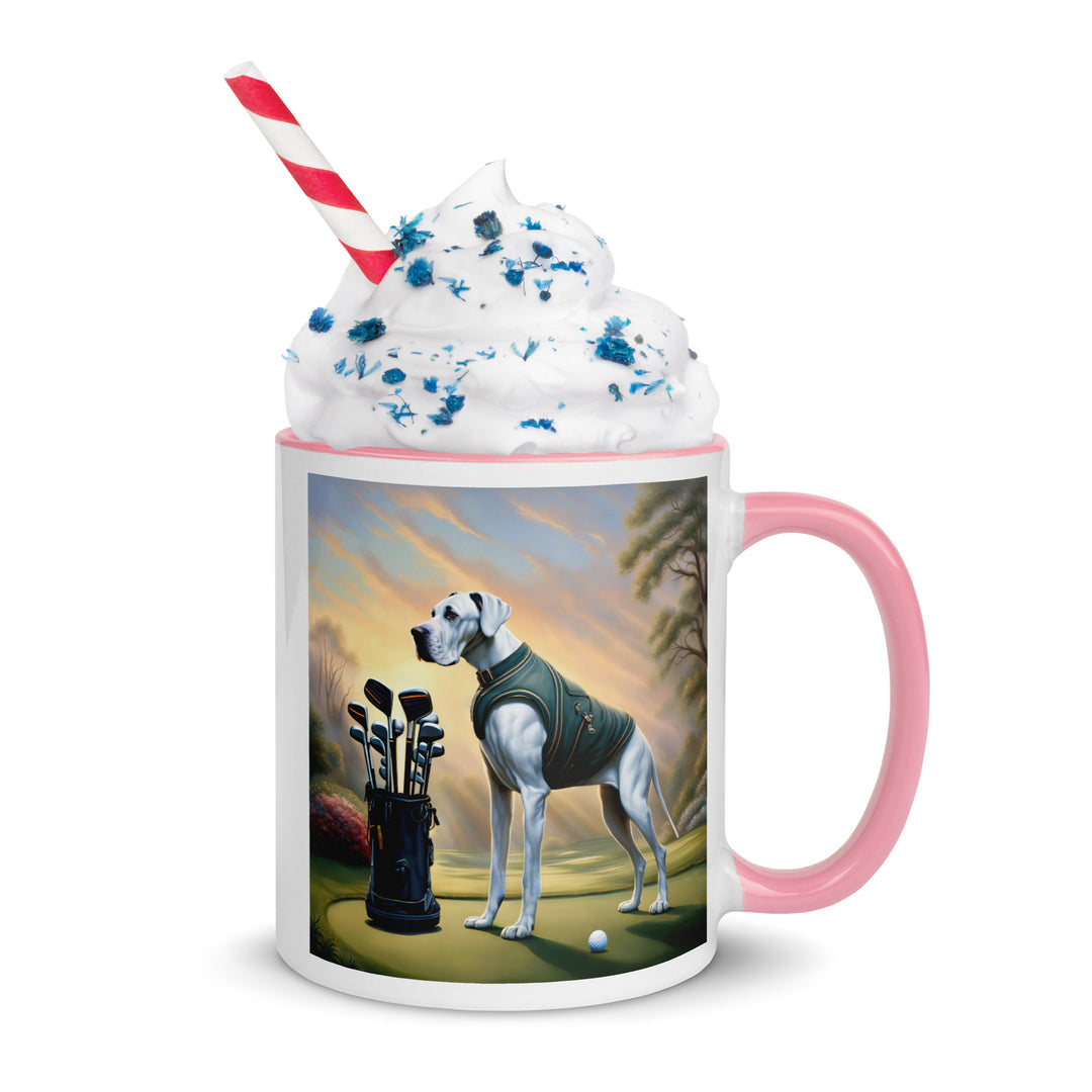 Great Dane Golfer- Mug with Color Inside v3