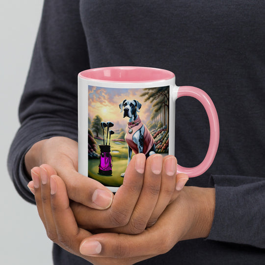 Great Dane Golfer- Mug with Color Inside v4