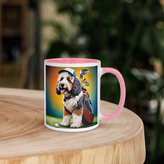 Bernedoodle Golfer- Mug with Color Inside v6