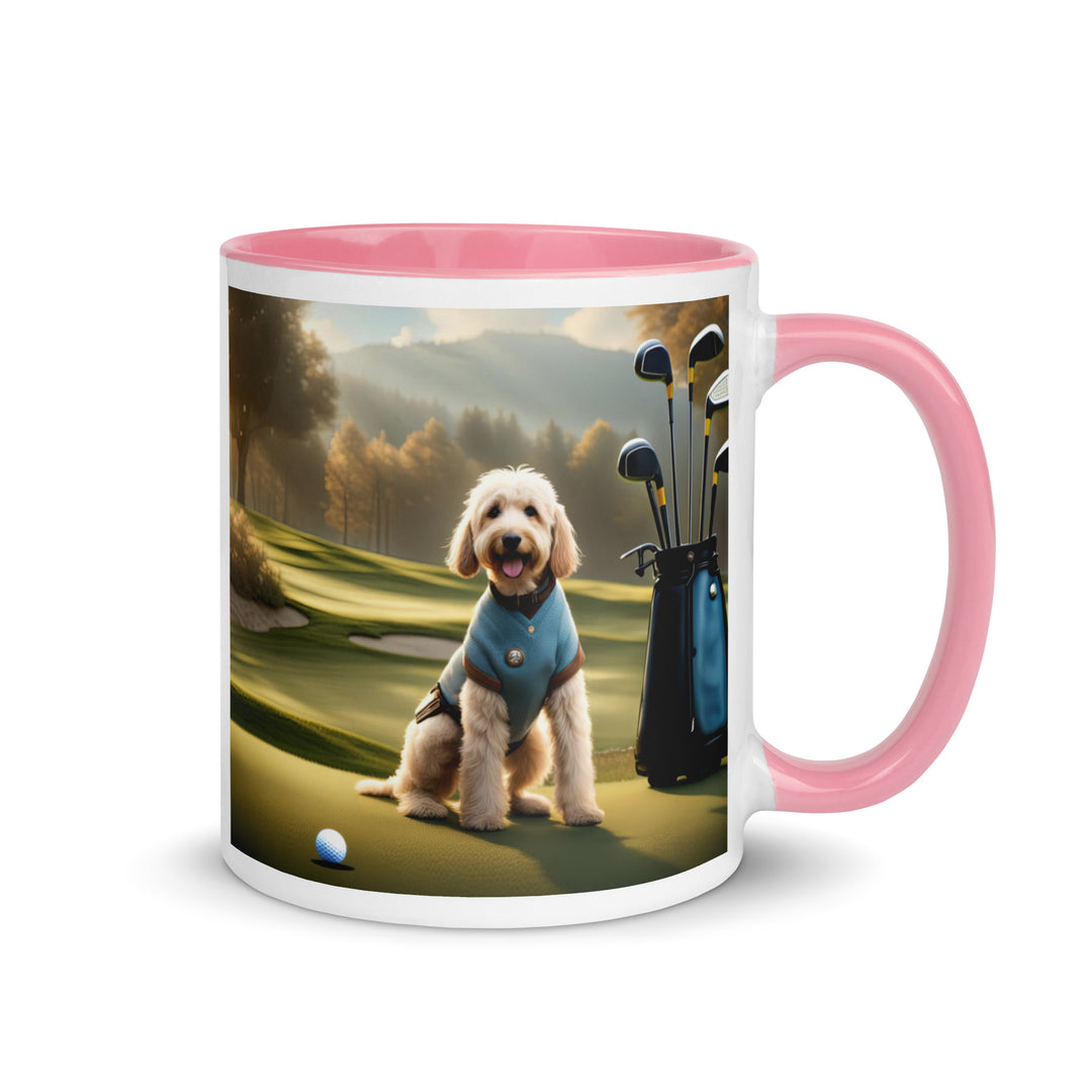 Goldendoodle Golfer- Mug with Color Inside