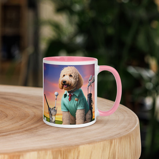 Goldendoodle Golfer- Mug with Color Inside v5