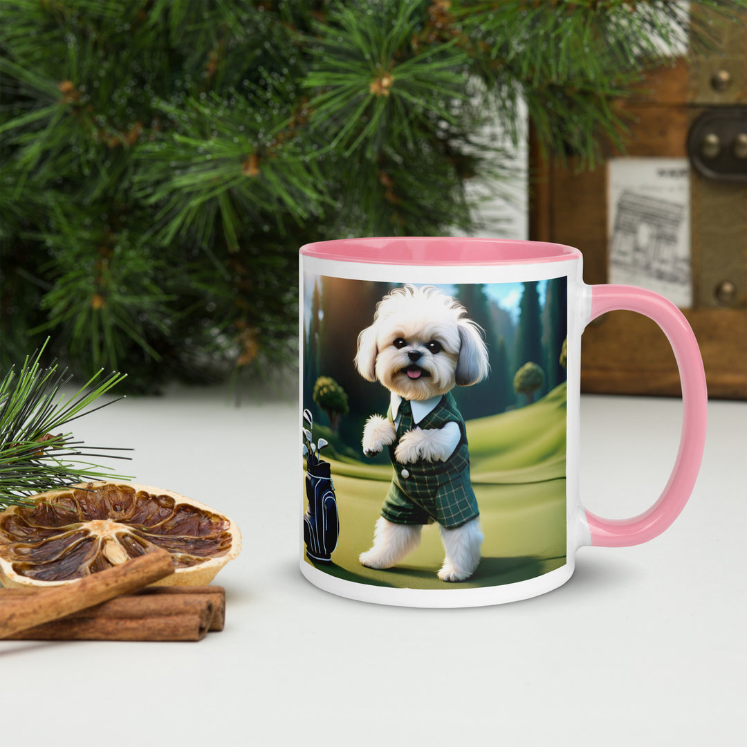 Shih-Poo Golfer- Mug with Color Inside v3