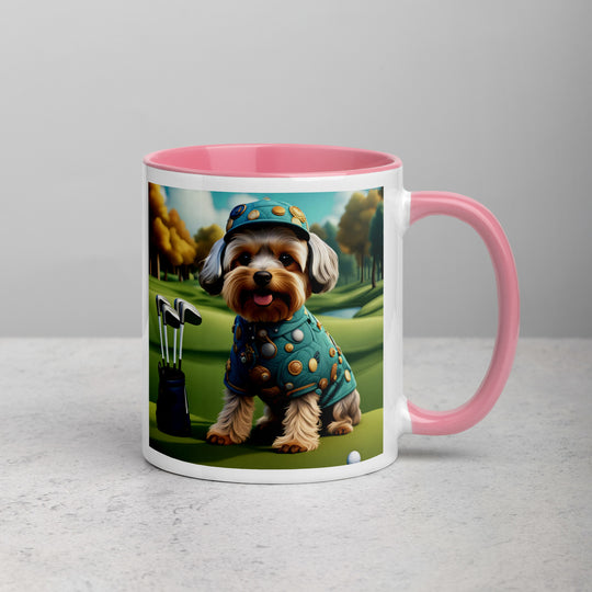 Yorkipoo Golfer- Mug with Color Inside v3