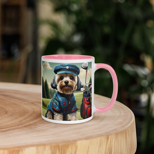 Yorkipoo Golfer- Mug with Color Inside v4