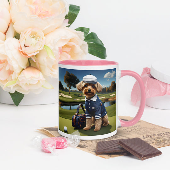 Yorkipoo Golfer- Mug with Color Inside v6