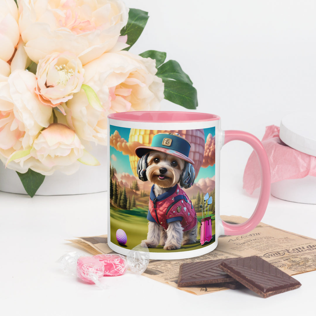 Yorkipoo Golfer- Mug with Color Inside v9