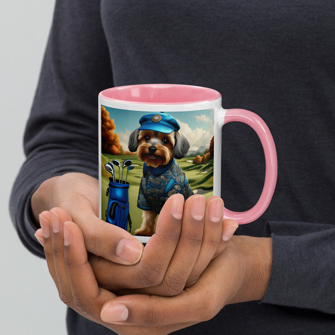 Yorkipoo Golfer- Mug with Color Inside v10