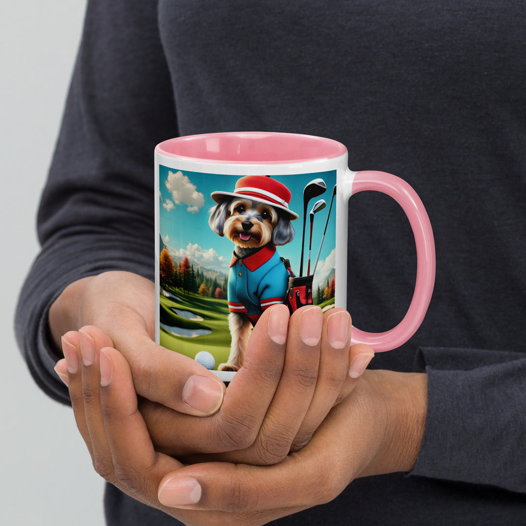 Yorkipoo Golfer- Mug with Color Inside v13