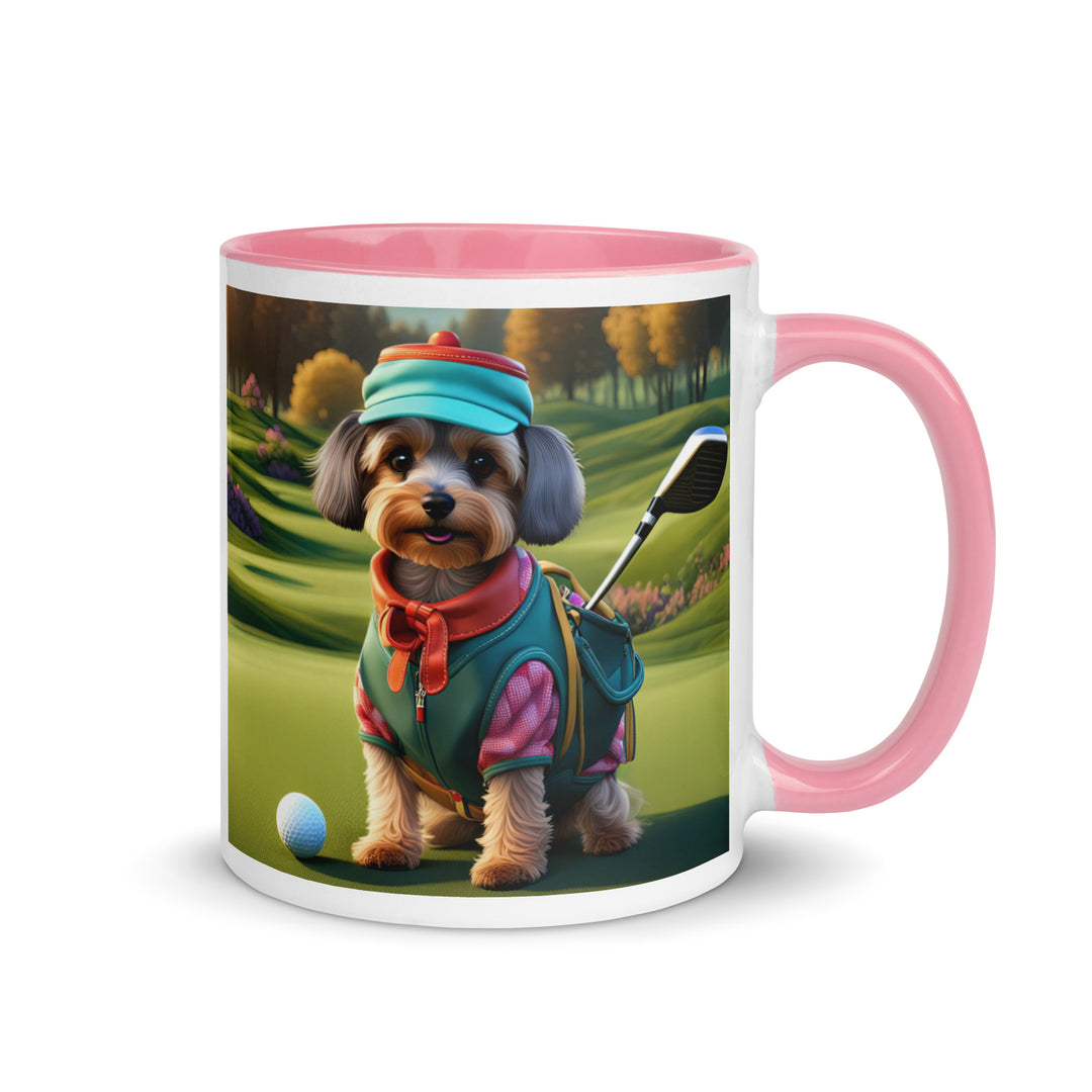 Yorkipoo Golfer- Mug with Color Inside v15