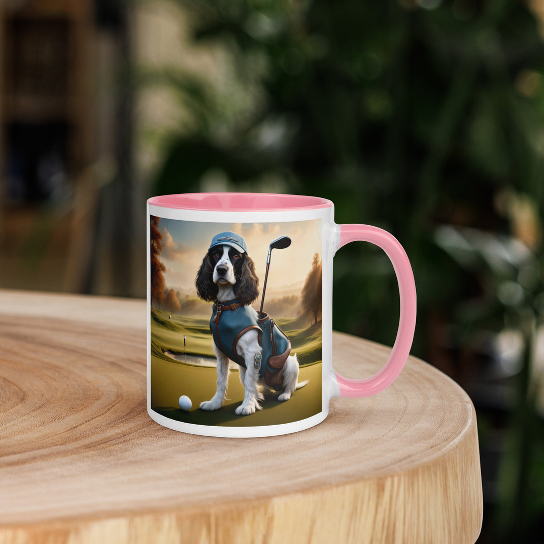 Sprocker Spaniel Golfer- Mug with Color Inside