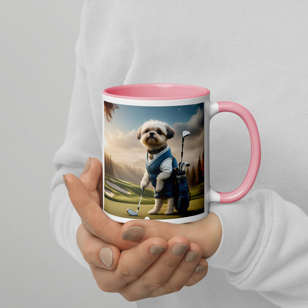 Pugapoo Golfer- Mug with Color Inside v6