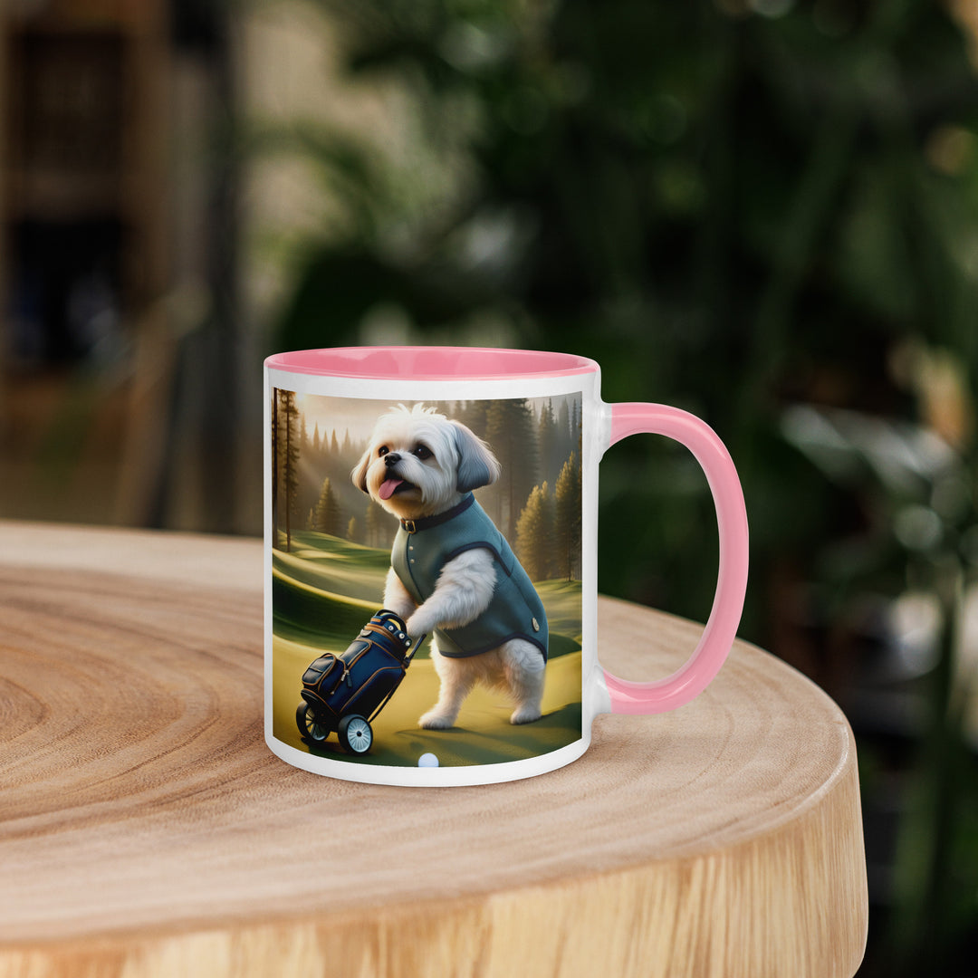 Pugapoo Golfer- Mug with Color Inside v10