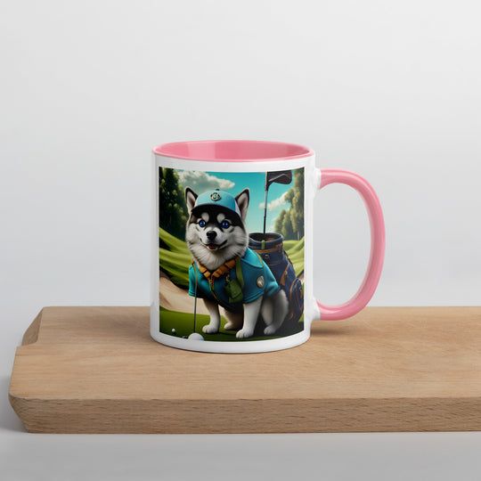 Pomsky Golfer- Mug with Color Inside